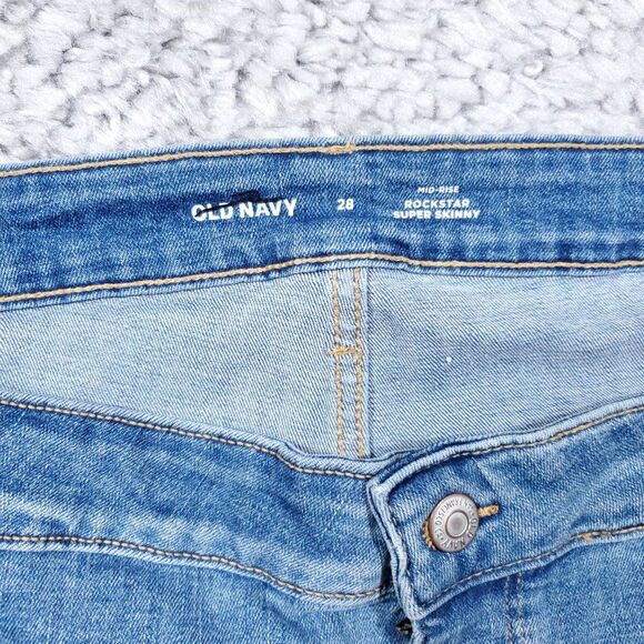 Old Navy Mid Rise Rockstar Super Skinny Jeans Women's Plus Size 28 Light Wash - Picture 4 of 10